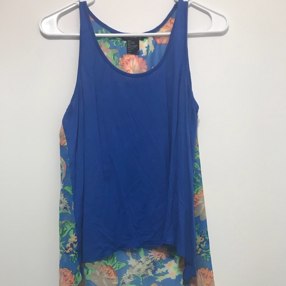 Blue floral tank top